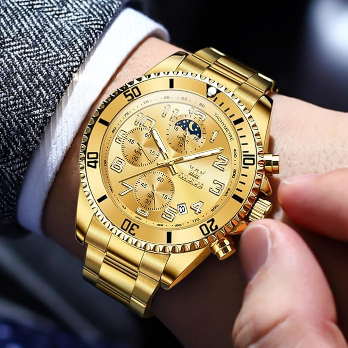 OLEVS Mens Watches Big Face Stainless Steel Waterproof Date Analog Quartz Watches Fashion BusinessWrist Watches for Men…