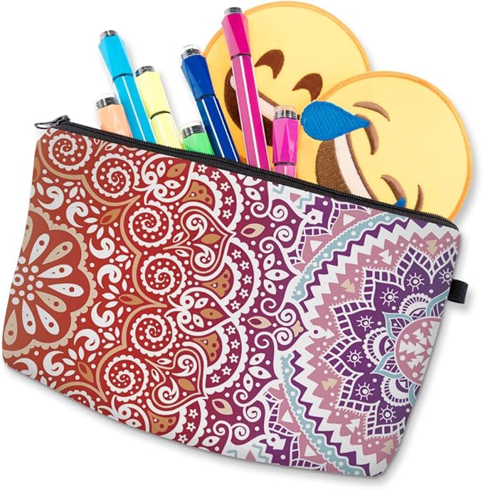 Deanfun Cosmetic Bag for Women, Mandala Flowers Waterproof Makeup Bags Roomy Toiletry Pouch Travel Accessories Gifts (51391)