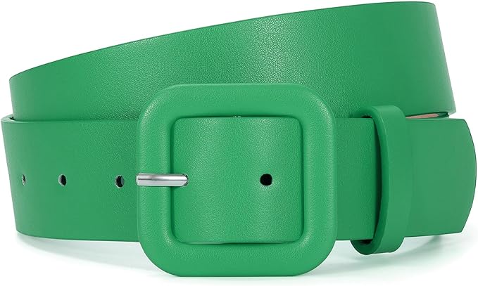 WHIPPY Women Leather Belt Candy Color Fashion Square Buckle Belt Ladies Belt for Jeans Pants Dresses