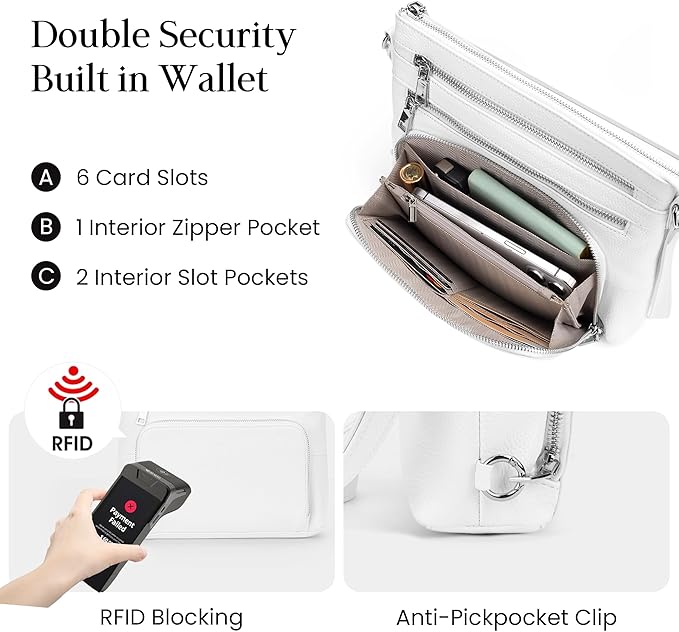 befen Genuine Leather Crossbody Bags for Women, Medium Anti-Theft Shoulder Purse with Built in RFID Wallet for Travel