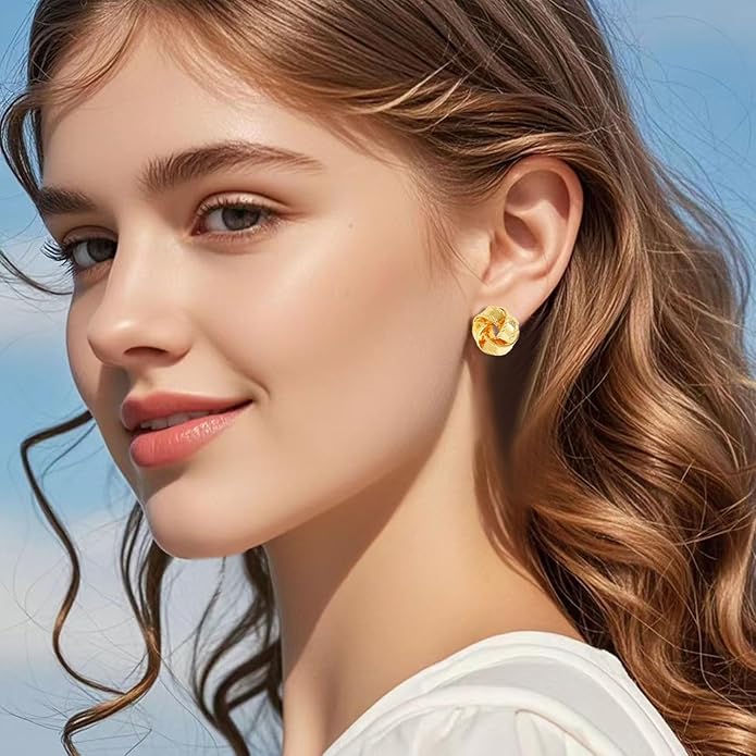 14K Gold Plated Knot Earrings for Women Gold Silver Earrings Heart Link Drop Dangle Earring Chunky Golden Knotted Statement Jewelry