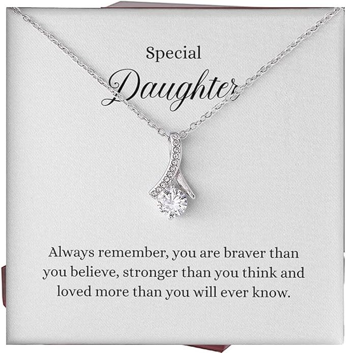 VIRAGIL To My Daughter Gift Necklace From Dad or Mom - Badass Daughter Jewelry With Heartfelt Message & Elegant Box