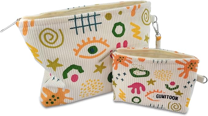 2pcs Cosmetic Bags,makeup bag for women,aesthetic organizer toiletry bags,travel essentials,travel size toiletries,a small make up bag and a big make up bag(colorful bag)