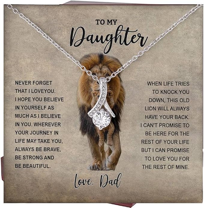 VIRAGIL To My Daughter Gift Necklace From Dad or Mom - Badass Daughter Jewelry With Heartfelt Message & Elegant Box