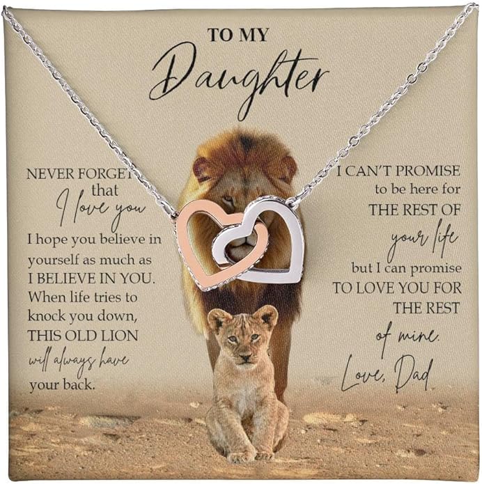 VIRAGIL To My Daughter Gift Necklace From Dad or Mom - Badass Daughter Jewelry With Heartfelt Message & Elegant Box