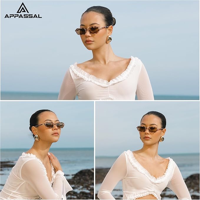 Retro Rectangular Sunglasses for Women Vintage Fashion Trendy Funny Small 90s Square Sunnies 2025 AP3698