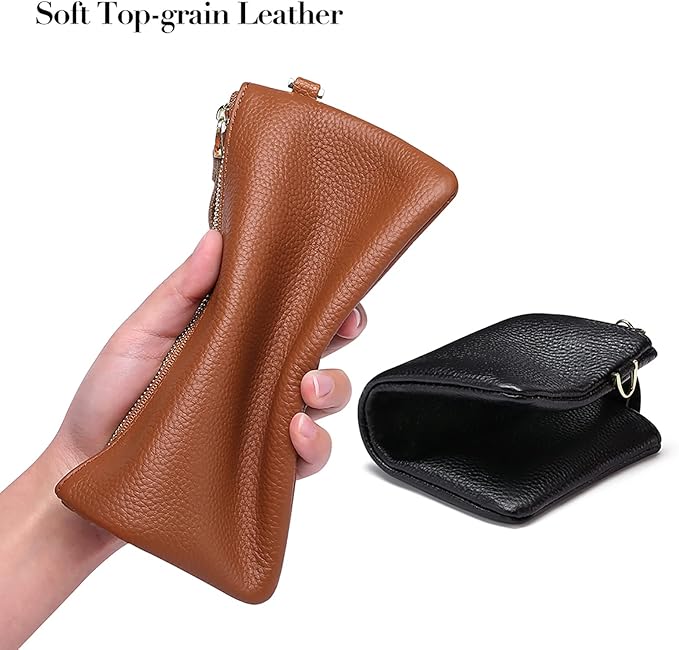 GOIACII Women's Wristlet Clutch Slim Leather Wallet RFID Blocking Handbag