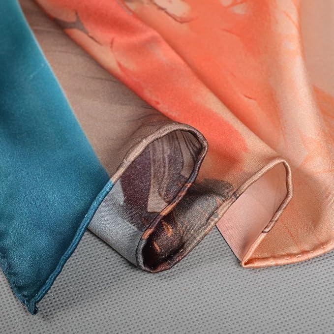 100% Mulberry Silk Scarf for Women Neck Oblong Headscarves Long Floral Print Lightweight Silk Wraps Shawls 67"*20"
