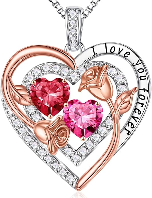 Iefil Mothers Day Gifts for Wife - Sterling Silver Birthstone Necklace Birthday Gifts for Her Wife