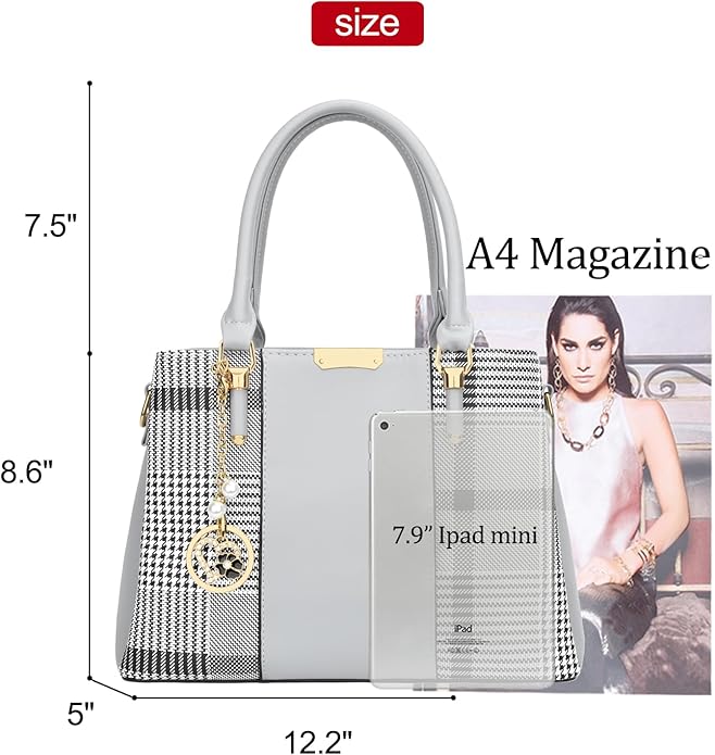 KKXIU 3 Zippered Compartments Purses and Handbags for Women Top Handle Satchel Shoulder Ladies Bags