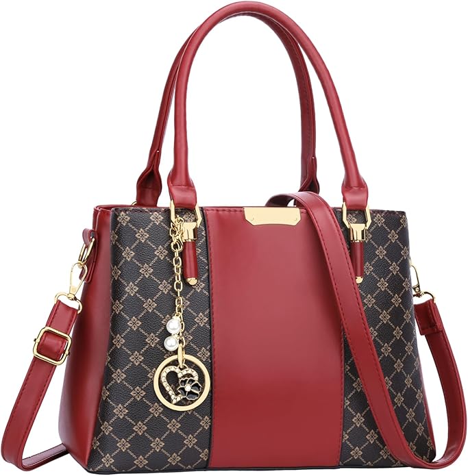 KKXIU 3 Zippered Compartments Purses and Handbags for Women Top Handle Satchel Shoulder Ladies Bags
