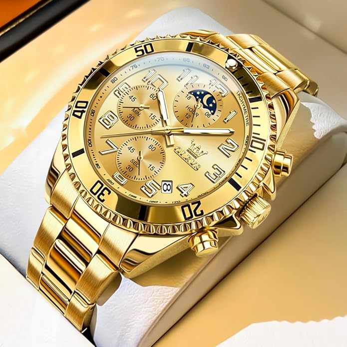 OLEVS Mens Watches Big Face Stainless Steel Waterproof Date Analog Quartz Watches Fashion BusinessWrist Watches for Men…