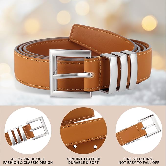 TINIDI Women Genuine Leather Belt for Jeans Pants Dress Fashion Ladies Waist Belt with Gold Buckle