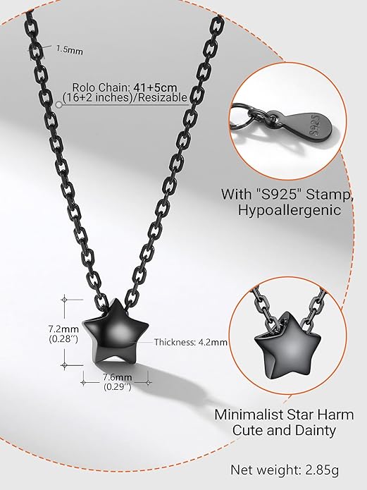 PROSILVER 925 Sterling Silver Necklace for Women | Dainty Delicate Adjustable Choker with Heart/Star/Moon/Vertical Bar Pendant, Hypoallergenic Tarnish Resistant Everyday Jewelry Gift for Her