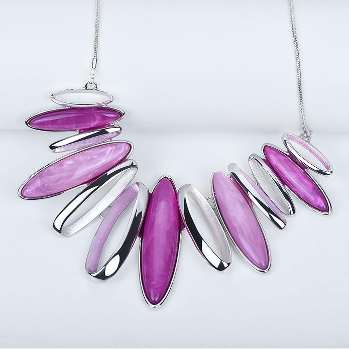 Women's Wedding Party Jewelry Enamel Leaf Rhinestone Cluster Flower Statement Necklace Dangle Earrings Set for Bridal Bridesmaids