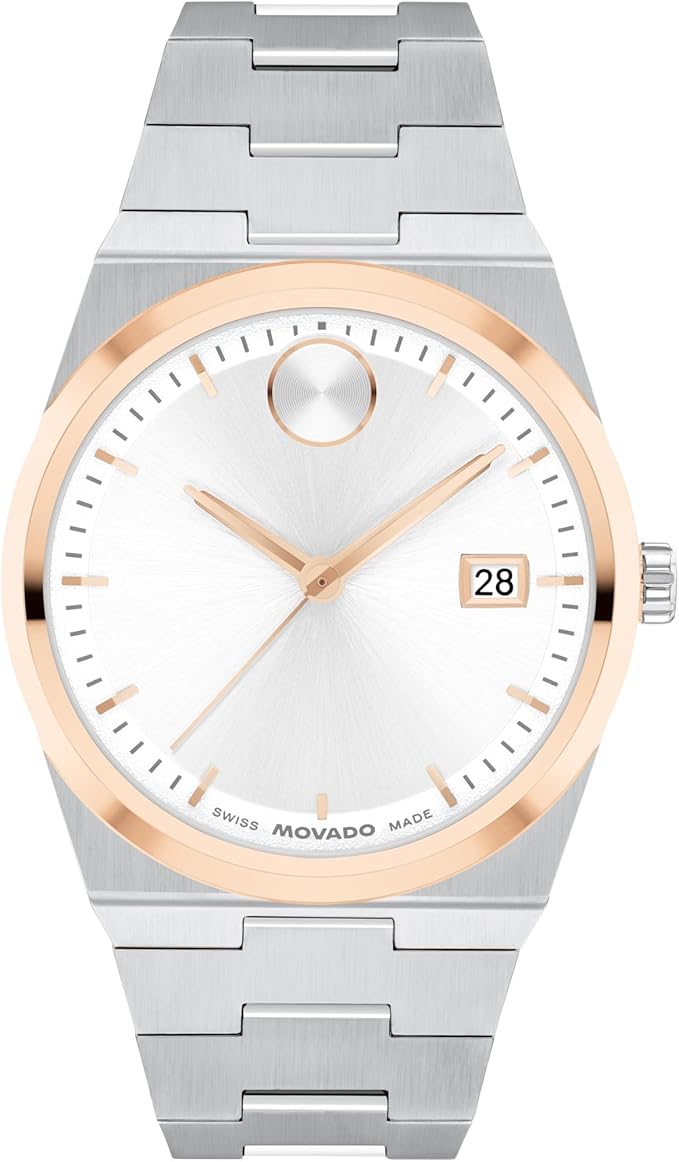 Movado Bold Quest Men's Sport Watch - Swiss Quartz Movement, Stainless Steel Link Bracelet - 5 ATM Water Resistance - Luxury Fashion Timepiece for Him - 40mm