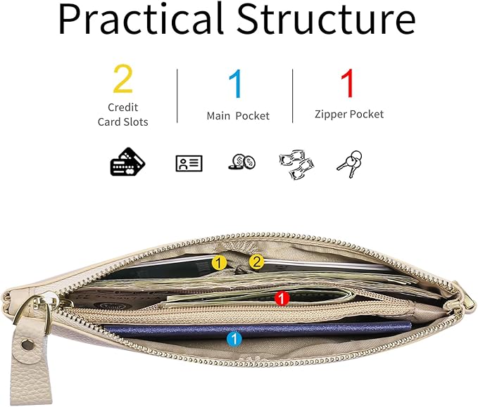 GOIACII Women's Wristlet Clutch Slim Leather Wallet RFID Blocking Handbag