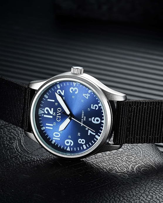 CIVO Analog Wrist Watches for Men: Waterproof Stainless Steel Mens Watches - Silver Watch with Easy Read Dial Men's Watch for Gift