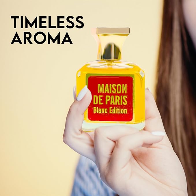 Maison De Paris Blanc for Women, Eau de Parfum Natural Spray | Floral and Oriental Notes | Sensual and Fresh Fragrance, for all Skin Types | Casual and Formal Wear, 3.4 Fluid Ounce/100 Ml
