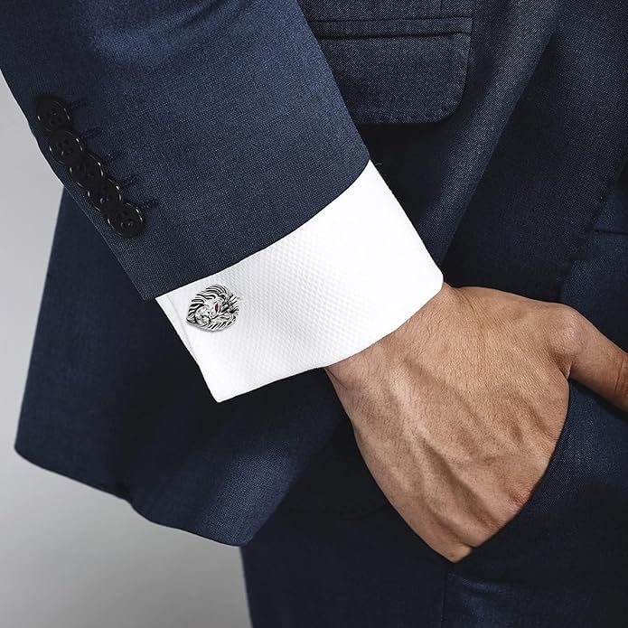 HAWSON Vintage Lion Head Cufflinks for Men with Gift Box, Gold Silver Black Tone Cuff Links for Men's Dress Shirts and French Cuff Shirts, Mens Personalized Jewelry or Accessories Unique