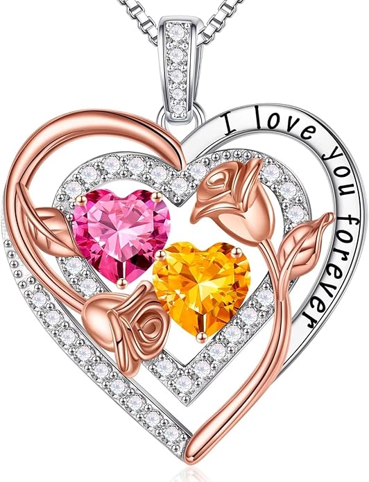 Iefil Mothers Day Gifts for Wife - Sterling Silver Birthstone Necklace Birthday Gifts for Her Wife