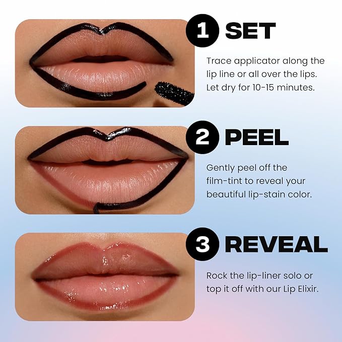 Sacheu Lip Liner STAY-N Peel Off Lip Stain — Long Lasting Waterproof Lip Tint with Hyaluronic Acid & Vitamin E — Transfer Proof Matte Finish, Vegan & Cruelty-Free (Core Bundle)