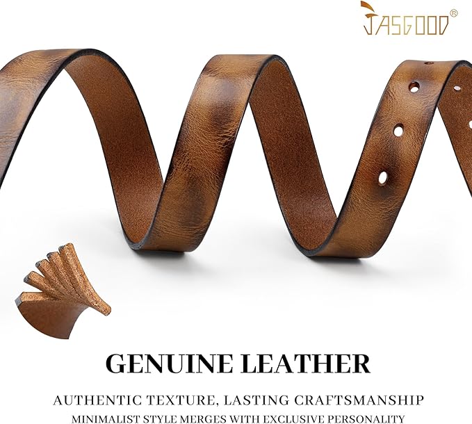 JASGOOD Women Belt Genuine leather Belt with Vintage Metal Buckle,Ladies Full Grain Leather Belt for Jeans Pants