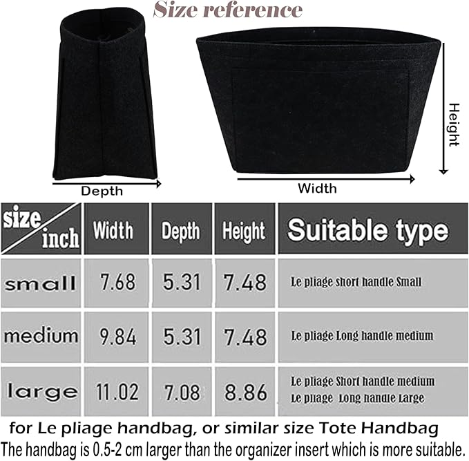 Lckaey Purse Organizer Insert for le pliage organizer insert(Large) Handbags Organizer 1012black2-L