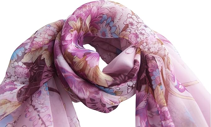 Pokeedioty Scarfs for Women Lightweight Fashion Scarves Elegant Floral Pattern Sheer Scarfs