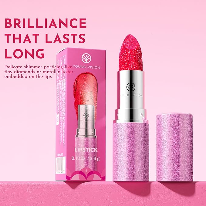 YOUNG VISION Glam Glow Lipstick 3-Piece Set – Shimmering, Chameleon Effect Lipsticks – Long-Lasting Color Shift, Micro-Shimmer, Hydrating Formula – 3 Colors Set for a Glowing Lip Look
