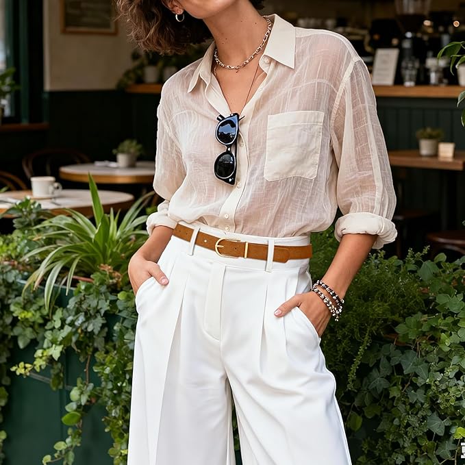 SANSTHS Women Faux Leather Chic Belts for Jeans Pants Fashion Ladies Belt Solid Color with Gold Curved Pin Buckle