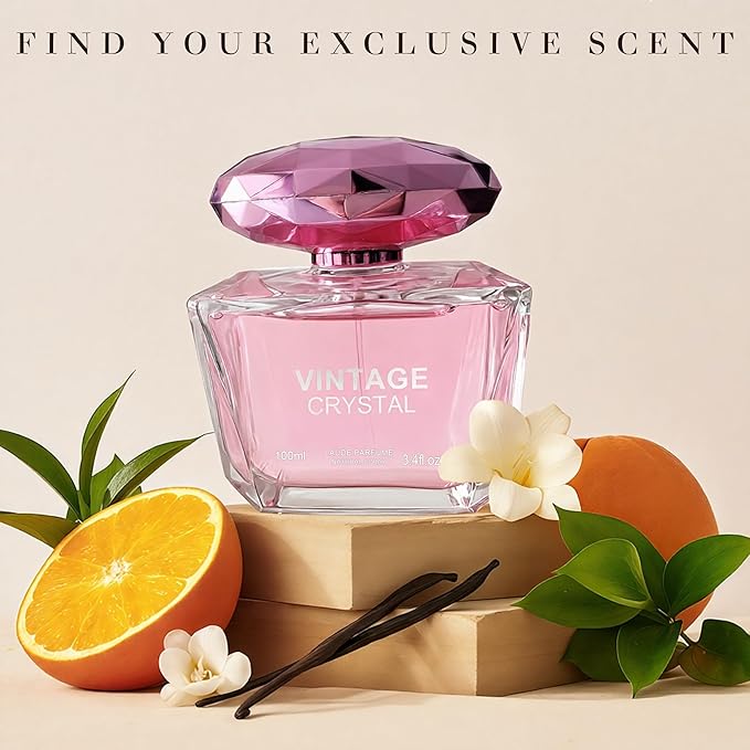 New Crystal Women Perfume–Bold & Sophisticated Scent Eau De Parfum With Citrus,Spice,And Woody Notes Long Lasting Natural Spray Fragrance 3.4 Fl Oz