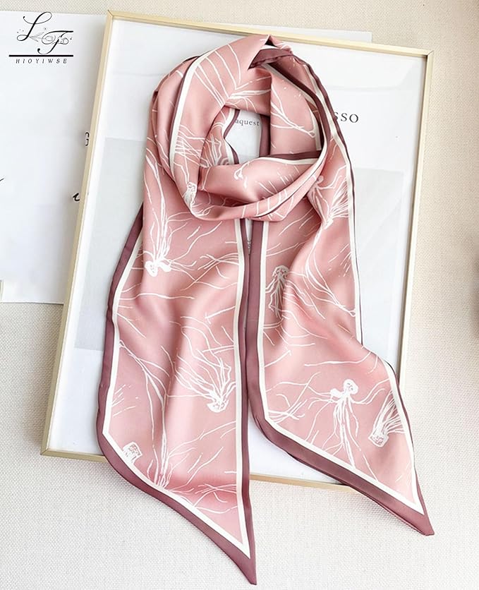 Head Scarf Hair Neck Scarves For Women Purse Bag Scarfs For Handbags Silky Long Thin Satin Headscarf Fashion