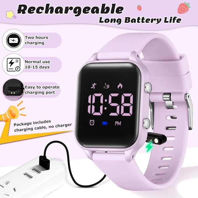 L LAVAREDO Kids Digital Watches for Boys Girls,Waterproof Sport Watch with Pedometer Stopwatch Vibration Alarm for Ages 5-13,No App Fitness Tracker Watch for Kids Teens Birthday Christmas Gifts