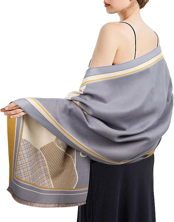 EXTREE Scarfs for Women Pashmina Silky Shawl Wrap for Evening Dressing Blanket Open Front Poncho Cape