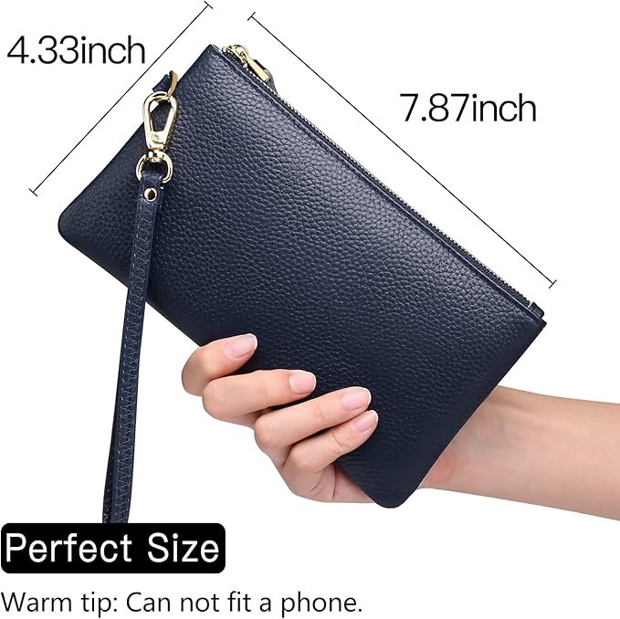 GOIACII Women's Wristlet Clutch Slim Leather Wallet RFID Blocking Handbag
