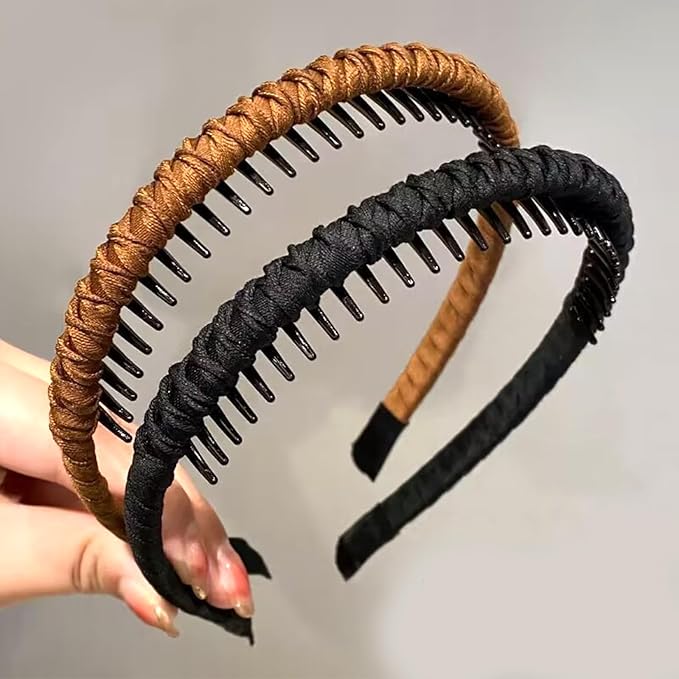 6PCS Headband With Teeth,Comb Hairbands,Different Floral and Solid Color,Non Slip HairBands,Resin Hair Accessories,for Daily Life,Office Working,Party,Wash Face,Gift,Tidy Up Hair