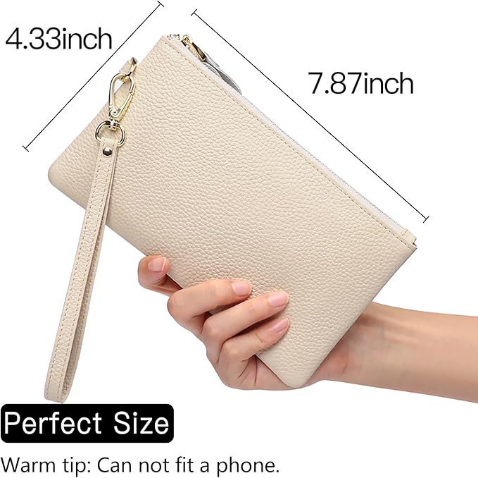 GOIACII Women's Wristlet Clutch Slim Leather Wallet RFID Blocking Handbag