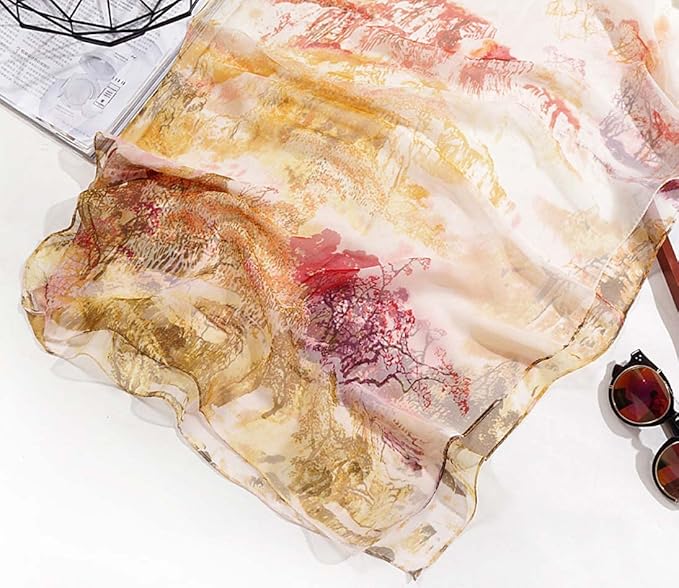 Pokeedioty Women’s Scarf Lightweight Elegant Floral Pattern Scarf Fashion Scarves Sheer Scarfs Shawls