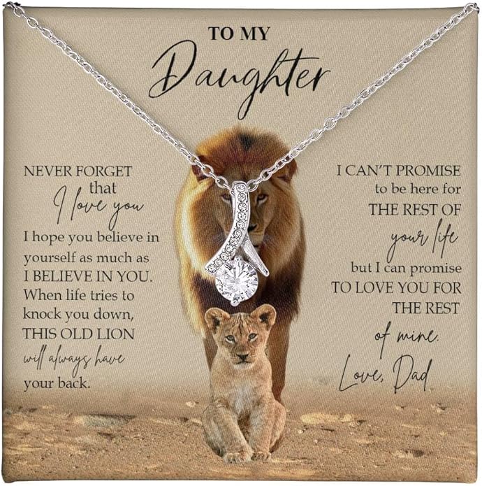 VIRAGIL To My Daughter Gift Necklace From Dad or Mom - Badass Daughter Jewelry With Heartfelt Message & Elegant Box