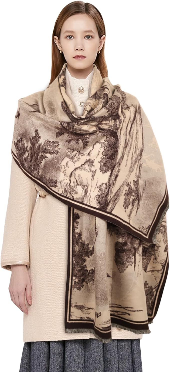 EXTREE Scarfs for Women Pashmina Silky Shawl Wrap for Evening Dressing Blanket Open Front Poncho Cape
