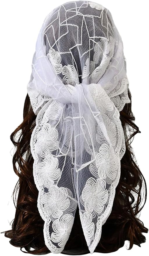 Floerns Women's Flower Embroidery Hair Scarf Headband Sheer Lace Hair Bandana