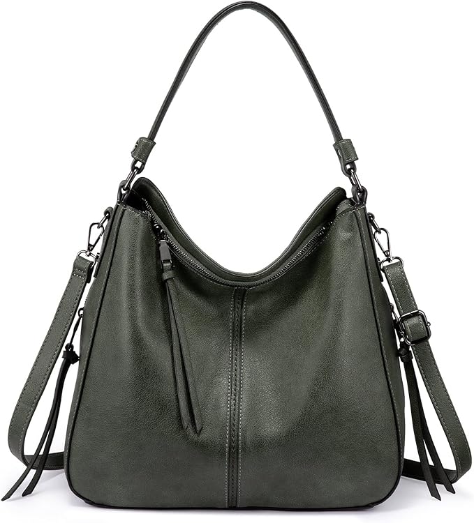Realer Hobo Crossbody Bags for Women Designer Faux Leather Hobo Handbags Retro Large Size Shoulder Bag Bucket Purse