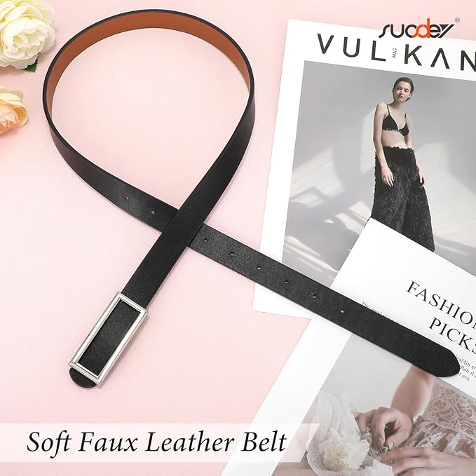 SUOSDEY Women Reversible Leather Belts for Jeans Pants Dresses Ladies Fashion Belts with Gold Buckle, 0.9" Width