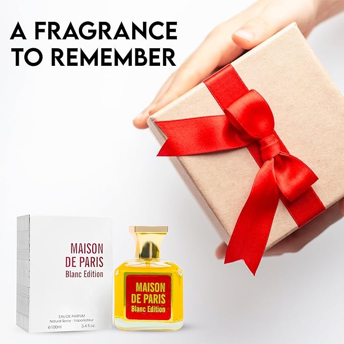 Maison De Paris Blanc for Women, Eau de Parfum Natural Spray | Floral and Oriental Notes | Sensual and Fresh Fragrance, for all Skin Types | Casual and Formal Wear, 3.4 Fluid Ounce/100 Ml