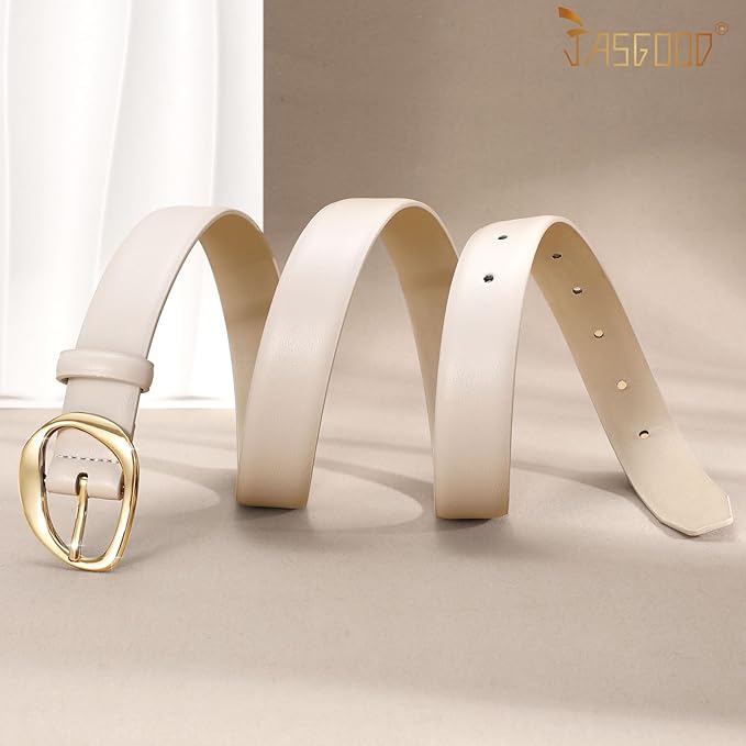 JASGOOD Leather Belts for Women Cute Casual Waist Belt with Gold Buckle Ladies for Jeans Pants Dresses