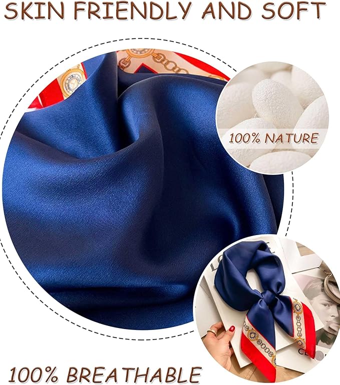 Dailyacc Hair Bandanas Scarf For Women Lightweight Fashion Neck Silk Satin Head Scarves For Sleeping Handbags Scarf