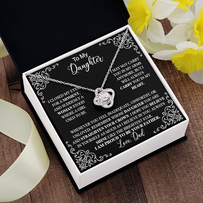 VIRAGIL To My Daughter Gift Necklace From Dad or Mom - Badass Daughter Jewelry With Heartfelt Message & Elegant Box