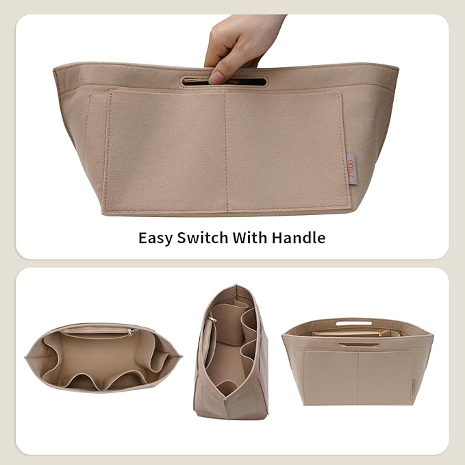 ZTUJO Purse Organizer Insert For Longchamp Le Pliage, Premium Felt Longchamp Purse Organizer Insert (Beige, Medium For Shoulder Bag S & Energy Small & Xtra S)