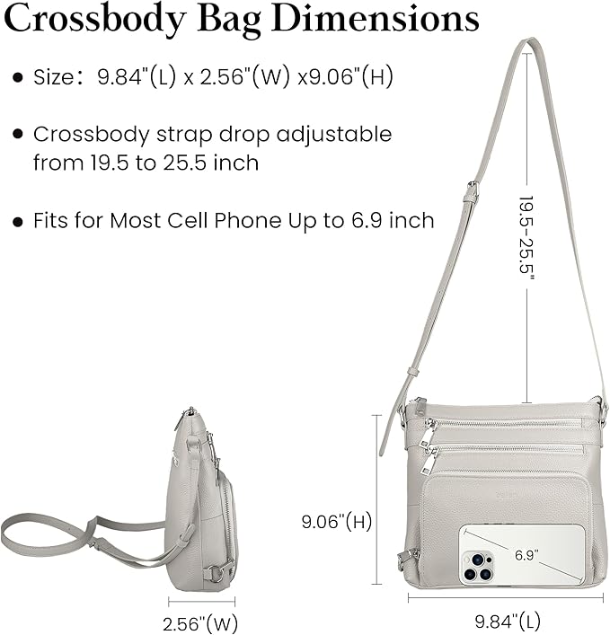 befen Genuine Leather Crossbody Bags for Women, Medium Anti-Theft Shoulder Purse with Built in RFID Wallet for Travel